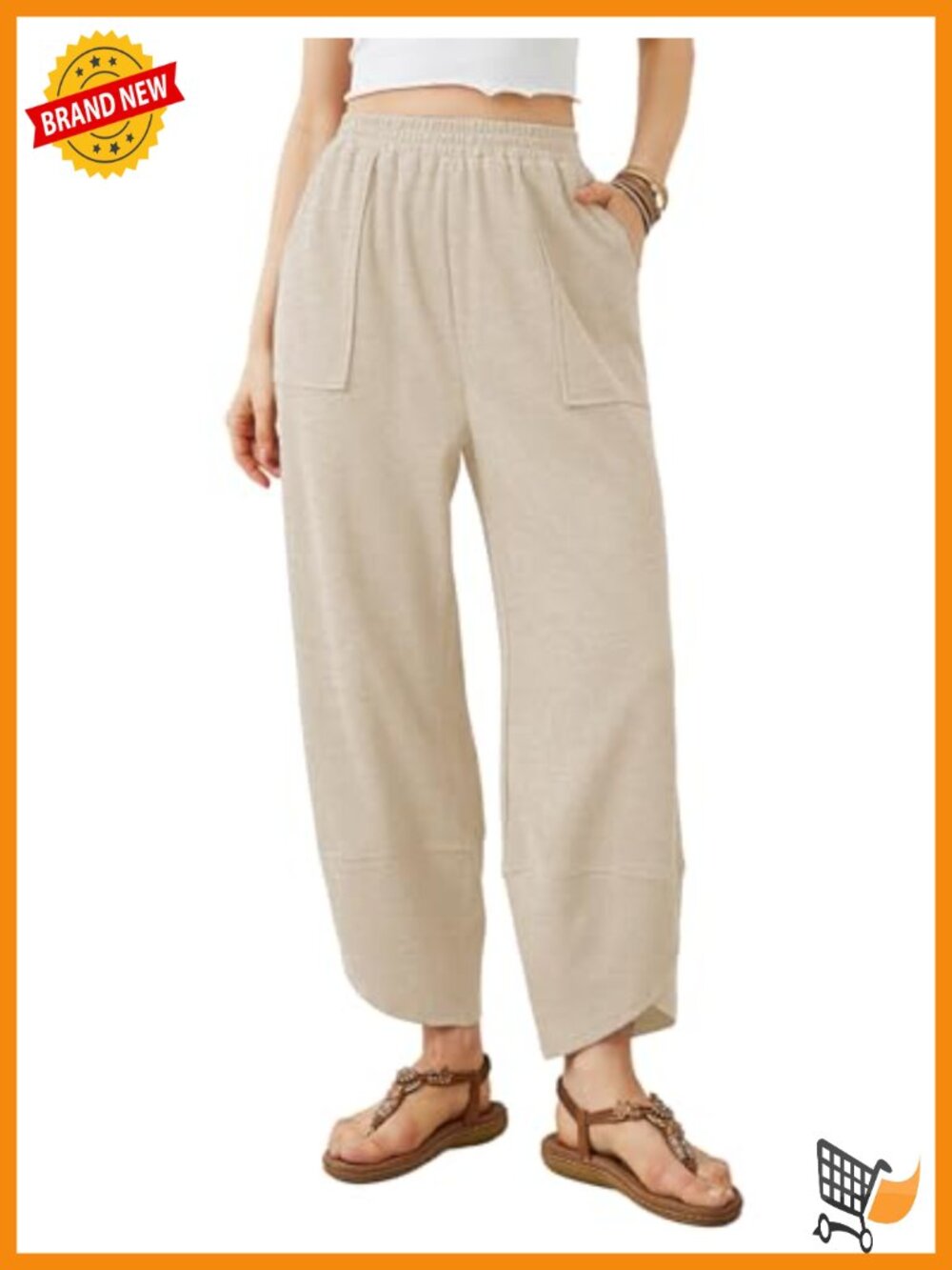 Baggy Wide Leg Palazzo Harem Pants with Pockets Elastic Waist